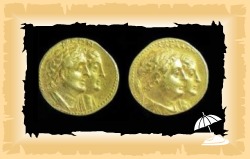 Золотые монеты, выставленные в Греко-римском музее